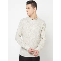 Crimsoune Club Men Beige & Grey Printed Short Straight Kurta-picture-41