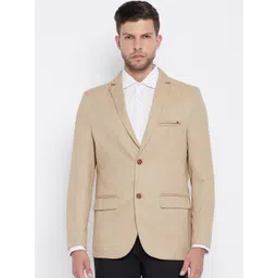 Crimsoune Club Men Beige Solid Single-Breasted Slim-Fit Formal Blazer-picture-11