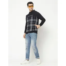 Crimsoune Club Men Black Checked Cotton Sweatshirt-picture-34