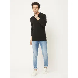 Crimsoune Club Men Black Solid Round Neck Pure Cotton Pullover-picture-21