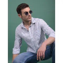 Crimsoune Club Men Classic Fit Floral Printed Spread Collar Cotton Casual Shirt-picture-17