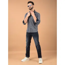 Crimsoune Club Men Classic Spread Collar Solid Cotton Slim Fit Casual Shirt-picture-29