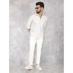 Crimsoune Club Men Smart Button-Down Collar Vertical Striped Cotton Slim Fit Casual Shirt-picture-24