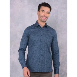 Crimsoune Club Men Smart Spread Collar Floral Printed Cotton Slim Fit Casual Shirt-picture-22