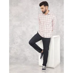 Crimsoune Club Men Smart Spread Collar Tartan Checked Cotton Slim Fit Casual Shirt-picture-22