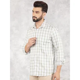 Crimsoune Club Men Smart Spread Collar Tartan Checked Cotton Slim Fit Casual Shirt-picture-35