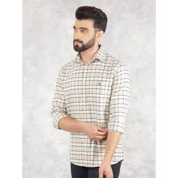 Crimsoune Club Men Smart Spread Collar Tartan Checked Cotton Slim Fit Casual Shirt-picture-19