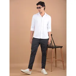 Crimsoune Club Men Spread Collar Solid Cotton Slim Fit Casual Shirt-picture-31
