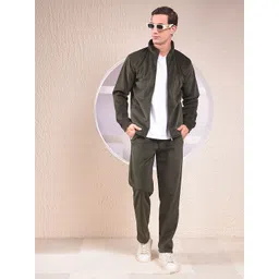 Crimsoune Club Men Textured Mock Neck long Sleeves Front-Open Sweatshirt-picture-19