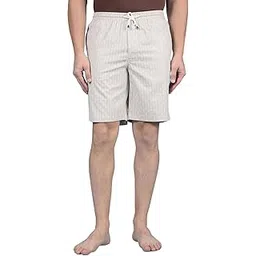 crimsoune club Men's Beige Printed 100% Cotton Lounge Shorts-picture-14