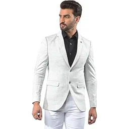 crimsoune club Men's Grey Checked Notched Lapel Single-Breasted Blazer-picture-32