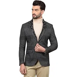 crimsoune club Men's Grey Jacquard Single Breasted Blazer-picture-37