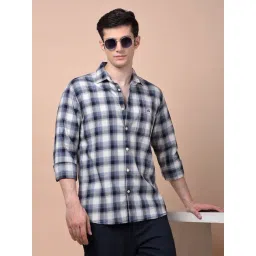Crimsoune Club Navy Blue Cotton Checked Shirt-picture-23