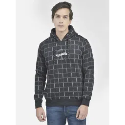 Crimsoune Club Navy Blue Regular Fit Checks Hooded Sweatshirt-picture-18