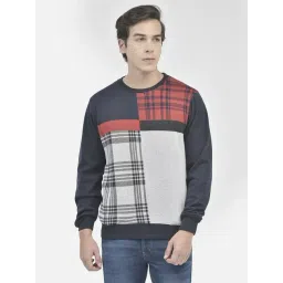 Crimsoune Club Navy Blue Regular Fit Checks Sweatshirt-picture-34