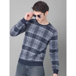 Crimsoune Club Navy Blue Regular Fit Checks Sweatshirt-picture-37