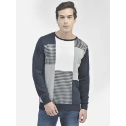 Crimsoune Club Navy Blue Regular Fit Colour Block Sweatshirt-picture-44