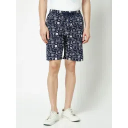 Crimsoune Club Navy Regular Fit Printed Cotton Shorts-picture-40