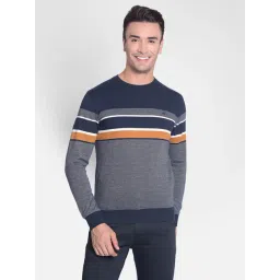 Crimsoune Club Navy Regular Fit Striped Sweatshirt-picture-43