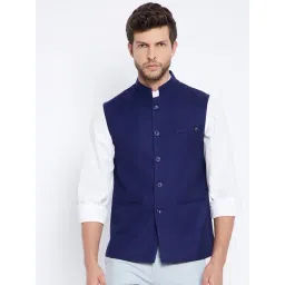 Crimsoune Club Navy Slim Fit Nehru Jacket-picture-19