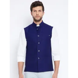 Crimsoune Club Navy Slim Fit Nehru Jacket-picture-31