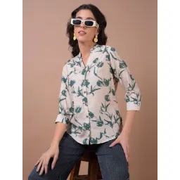 Crimsoune Club Off White Floral Print Shirt-picture-42