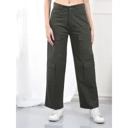 Crimsoune Club Olive Cotton Relaxed Fit Mid Rise Cargos-picture-29