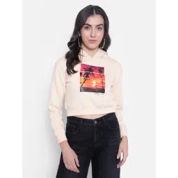 Crimsoune Club Peach Printed Crop Hoodie-picture-35