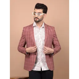 Crimsoune Club Peach Regular Fit Checquered Blazer-picture-39