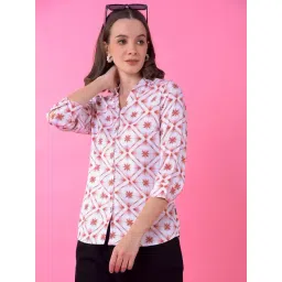 Crimsoune Club Peach Slim Fit Floral print casual shirts-picture-44