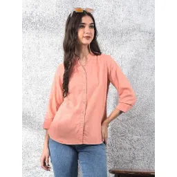 Crimsoune Club Peach Solid Three-Quarter Sleeves Shirt-picture-48