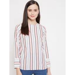 Crimsoune Club Pink & Blue Striped Top-picture-21