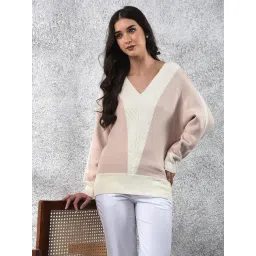 Crimsoune Club Pink Colourblocked Long Sleeves Sweater-picture-10