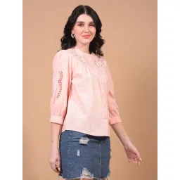 Crimsoune Club Pink Cotton Embroidery Shirt-picture-17