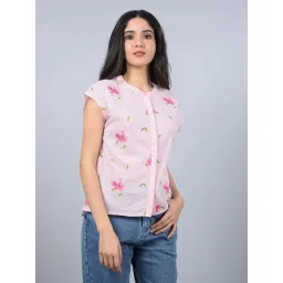 CRIMSOUNE CLUB Pink Embroidered Shirt image 1