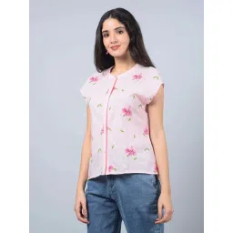 CRIMSOUNE CLUB Pink Embroidered Shirt image 3