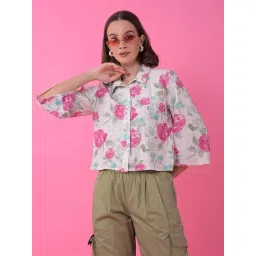 Crimsoune Club Pink Slim Fit Floral print casual shirts-picture-19