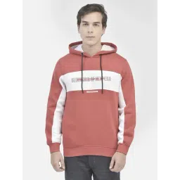 Crimsoune Club Red Regular Fit Colour Block Hooded Sweatshirt-picture-26