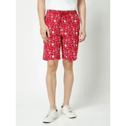 Crimsoune Club Red Regular Fit Printed Cotton Shorts-picture-16