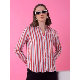 Crimsoune Club Red Slim Fit Striped casual shirts-picture-30