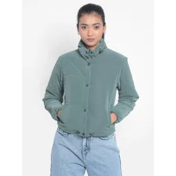 Crimsoune Club Sea Green Regular Fit Puffer Jacket-picture-36