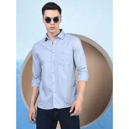 Crimsoune Club Sky Blue Cotton Regular Fit Shirt-picture-14