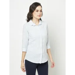 Crimsoune Club Sky Blue Cotton Striped Shirt image 3