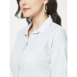 Crimsoune Club Sky Blue Cotton Striped Shirt image 5