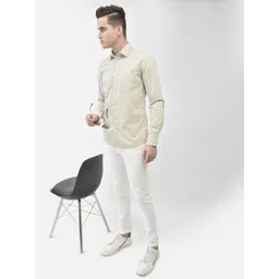 Crimsoune Club Slim Fit Geometric Printed Spread Collar Pure Cotton Casual Shirt-picture-17