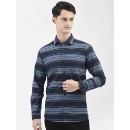 Crimsoune Club Slim Fit Horizontal Striped Cotton Casual Shirt-picture-18