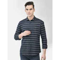 Crimsoune Club Slim Fit Horizontal Striped Pure Cotton Casual Shirt image 2