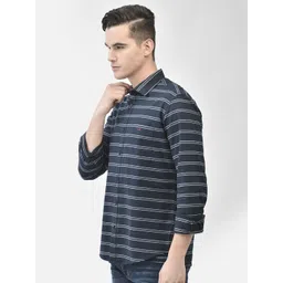 Crimsoune Club Slim Fit Horizontal Striped Pure Cotton Casual Shirt image 3