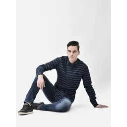 Crimsoune Club Slim Fit Horizontal Stripes Cotton Casual Shirt-picture-32