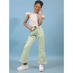 Crimsoune Club Striped Flutter Sleeve Crop Top-picture-24